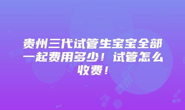 贵州三代试管生宝宝全部一起费用多少！试管怎么收费！