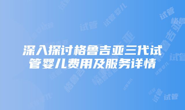 深入探讨格鲁吉亚三代试管婴儿费用及服务详情