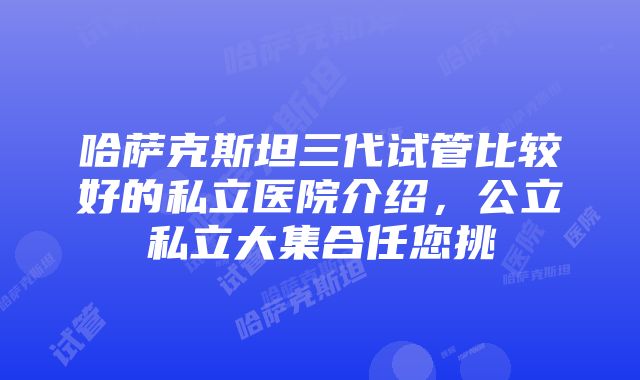 哈萨克斯坦三代试管比较好的私立医院介绍，公立私立大集合任您挑