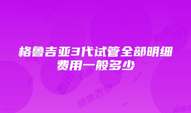 格鲁吉亚3代试管全部明细费用一般多少