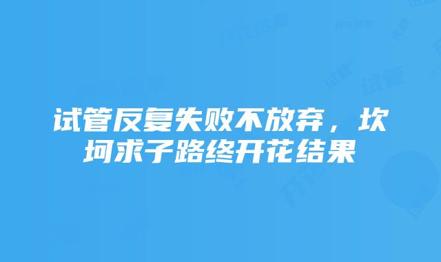 试管反复失败不放弃，坎坷求子路终开花结果