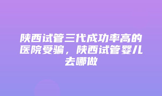 陕西试管三代成功率高的医院受骗，陕西试管婴儿去哪做