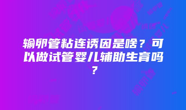 输卵管粘连诱因是啥？可以做试管婴儿辅助生育吗？