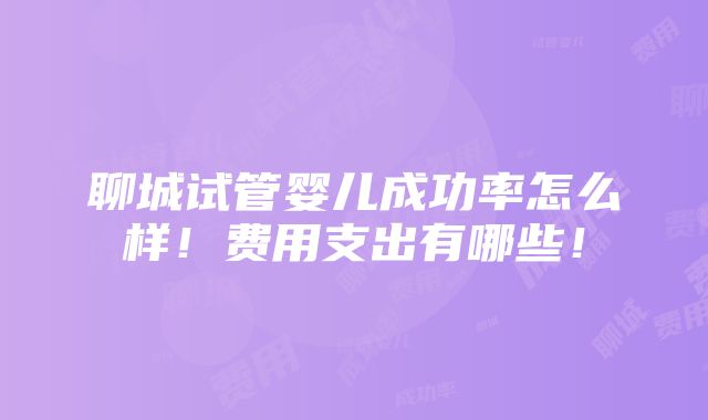 聊城试管婴儿成功率怎么样！费用支出有哪些！