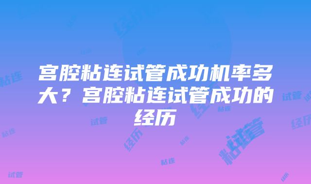 宫腔粘连试管成功机率多大？宫腔粘连试管成功的经历