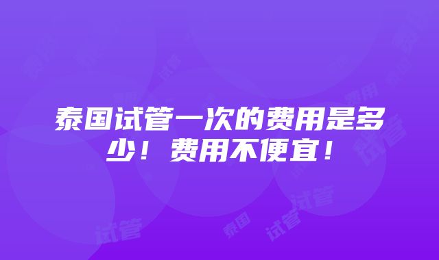 泰国试管一次的费用是多少！费用不便宜！