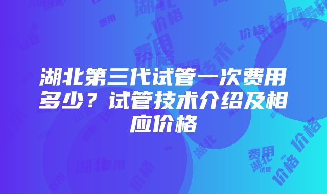 湖北第三代试管一次费用多少？试管技术介绍及相应价格