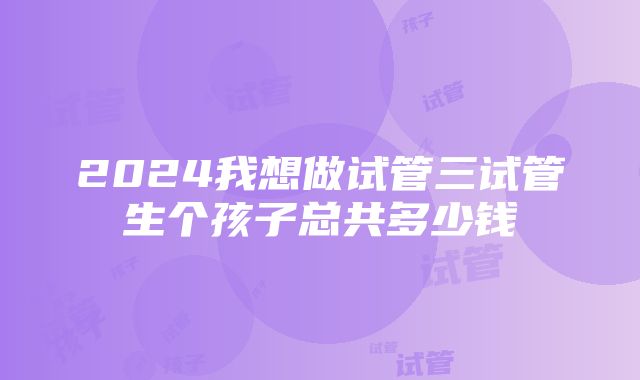 2024我想做试管三试管生个孩子总共多少钱