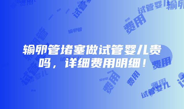 输卵管堵塞做试管婴儿贵吗，详细费用明细！