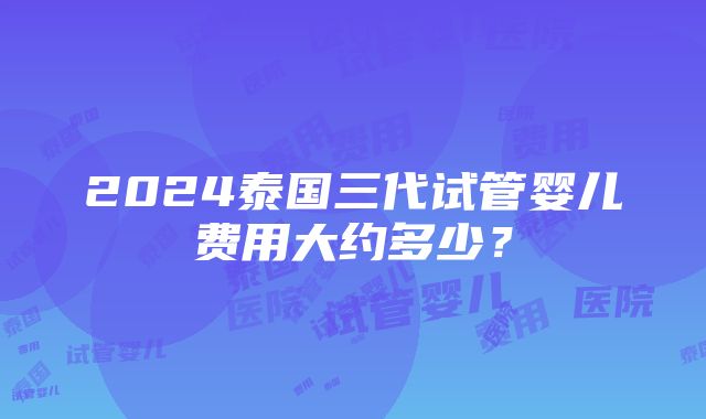 2024泰国三代试管婴儿费用大约多少？