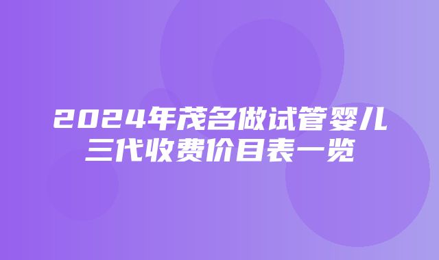 2024年茂名做试管婴儿三代收费价目表一览