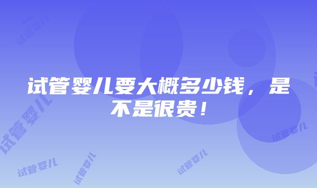 试管婴儿要大概多少钱，是不是很贵！