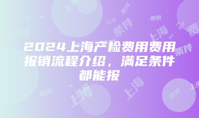 2024上海产检费用费用报销流程介绍，满足条件都能报