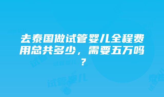 去泰国做试管婴儿全程费用总共多少，需要五万吗？