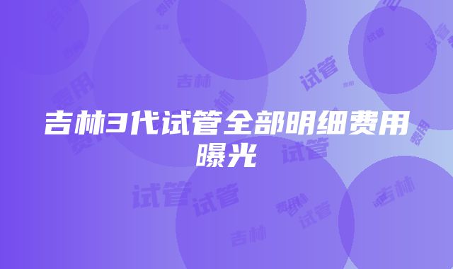 吉林3代试管全部明细费用曝光