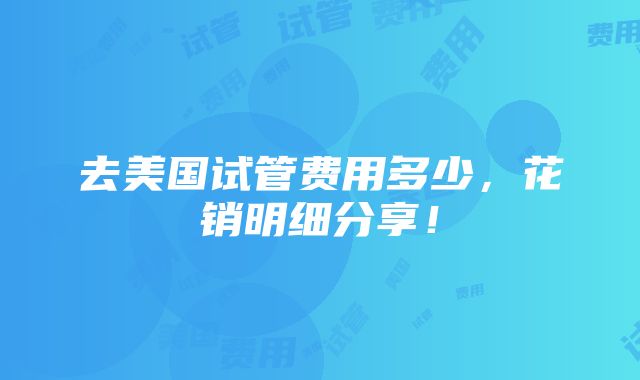 去美国试管费用多少，花销明细分享！