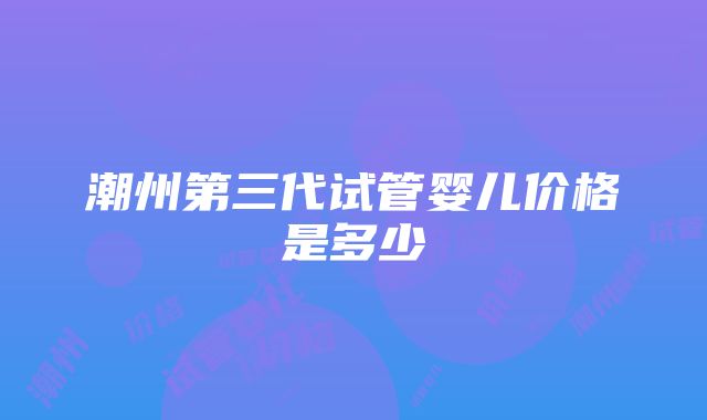 潮州第三代试管婴儿价格是多少