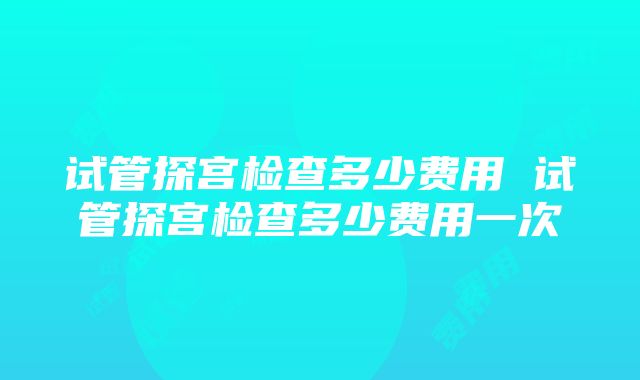 试管探宫检查多少费用 试管探宫检查多少费用一次