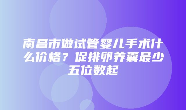 南昌市做试管婴儿手术什么价格？促排卵养囊最少五位数起