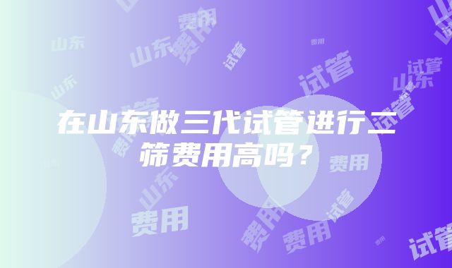 在山东做三代试管进行二筛费用高吗？