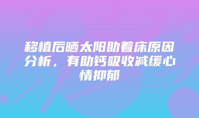 移植后晒太阳助着床原因分析，有助钙吸收减缓心情抑郁