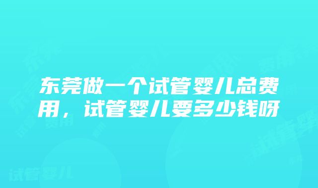 东莞做一个试管婴儿总费用，试管婴儿要多少钱呀