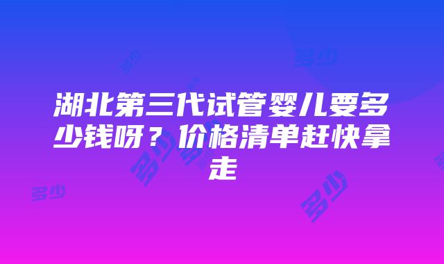 湖北第三代试管婴儿要多少钱呀？价格清单赶快拿走