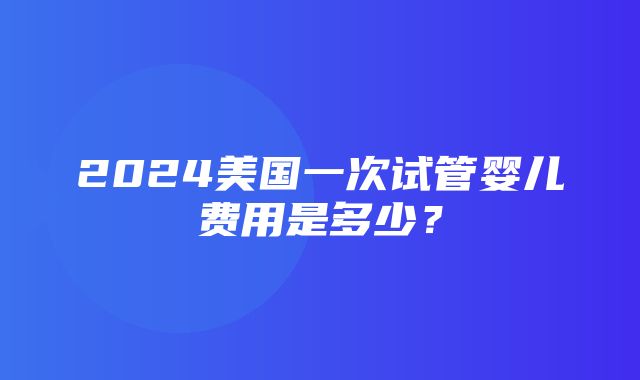 2024美国一次试管婴儿费用是多少？