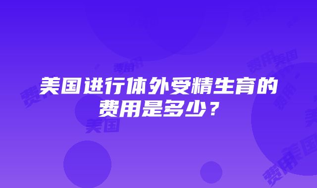 美国进行体外受精生育的费用是多少？