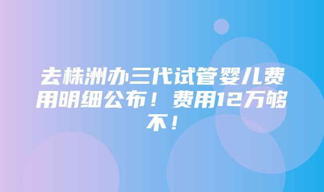 去株洲办三代试管婴儿费用明细公布！费用12万够不！