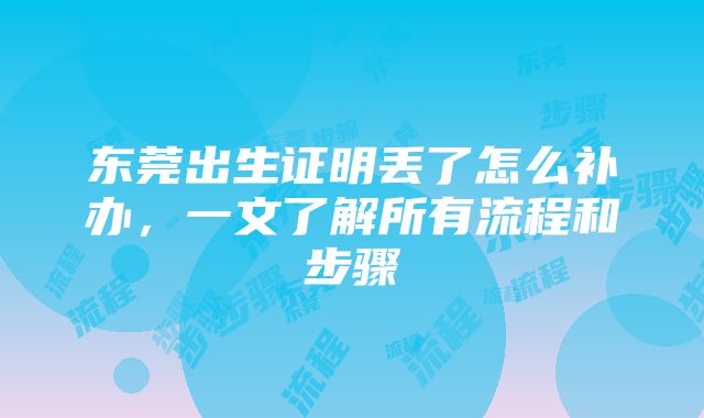 东莞出生证明丢了怎么补办，一文了解所有流程和步骤