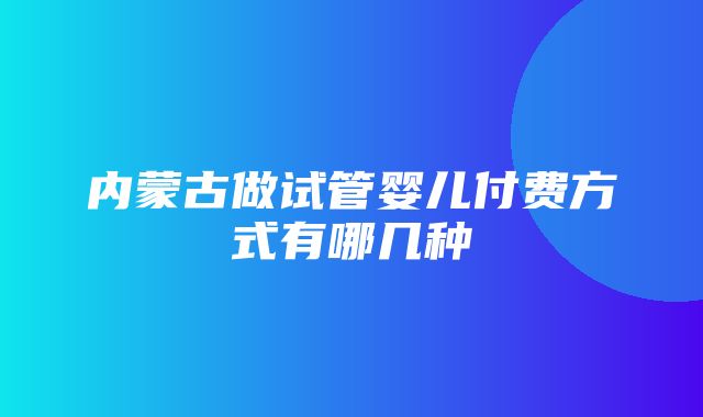 内蒙古做试管婴儿付费方式有哪几种