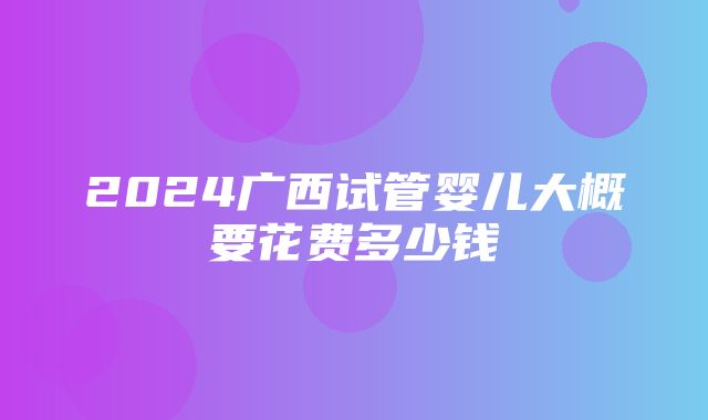 2024广西试管婴儿大概要花费多少钱