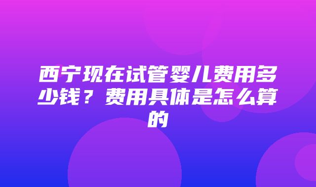 西宁现在试管婴儿费用多少钱？费用具体是怎么算的