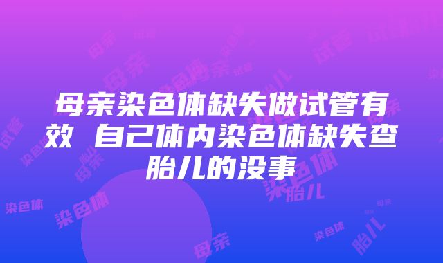 母亲染色体缺失做试管有效 自己体内染色体缺失查胎儿的没事