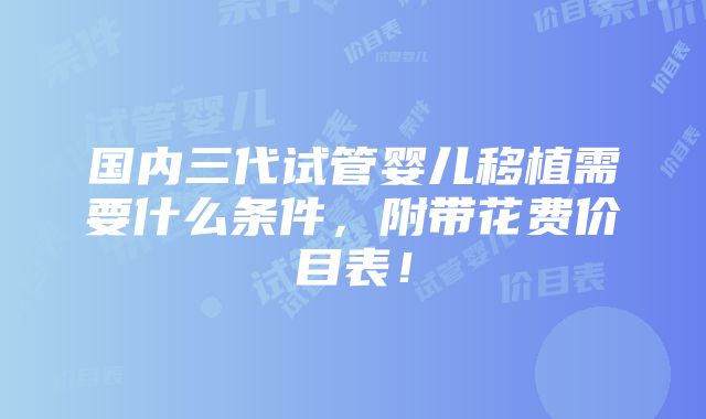 国内三代试管婴儿移植需要什么条件，附带花费价目表！