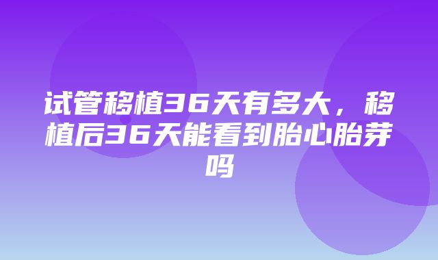 试管移植36天有多大，移植后36天能看到胎心胎芽吗