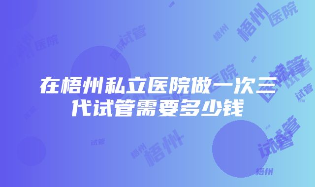 在梧州私立医院做一次三代试管需要多少钱