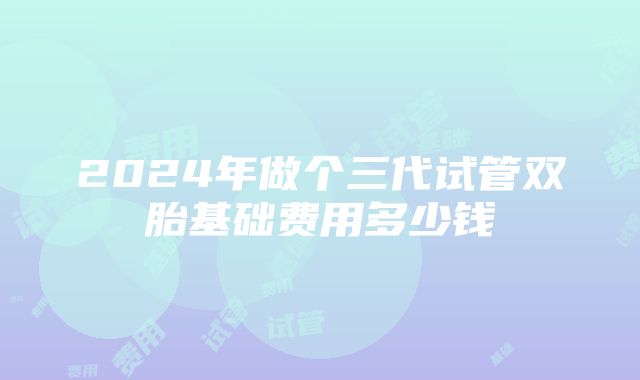 2024年做个三代试管双胎基础费用多少钱