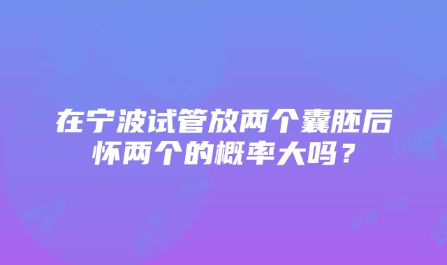 在宁波试管放两个囊胚后怀两个的概率大吗？