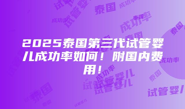 2025泰国第三代试管婴儿成功率如何！附国内费用！