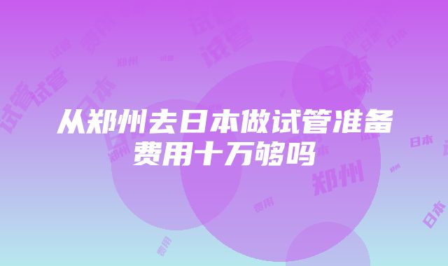 从郑州去日本做试管准备费用十万够吗