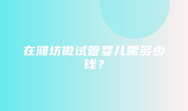 在潍坊做试管婴儿需多少钱？