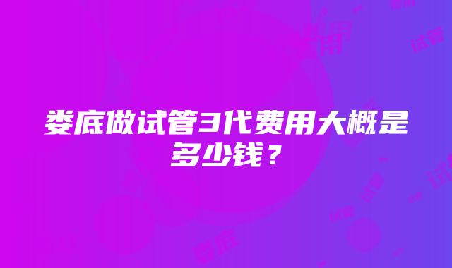 娄底做试管3代费用大概是多少钱？