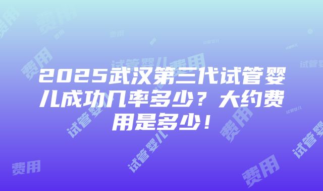 2025武汉第三代试管婴儿成功几率多少？大约费用是多少！