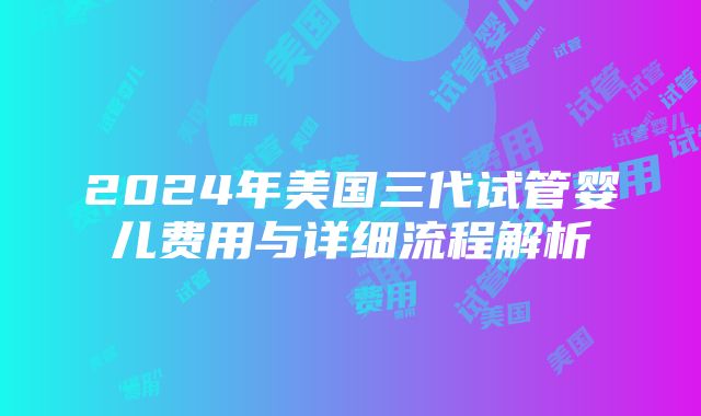 2024年美国三代试管婴儿费用与详细流程解析