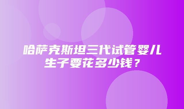 哈萨克斯坦三代试管婴儿生子要花多少钱？