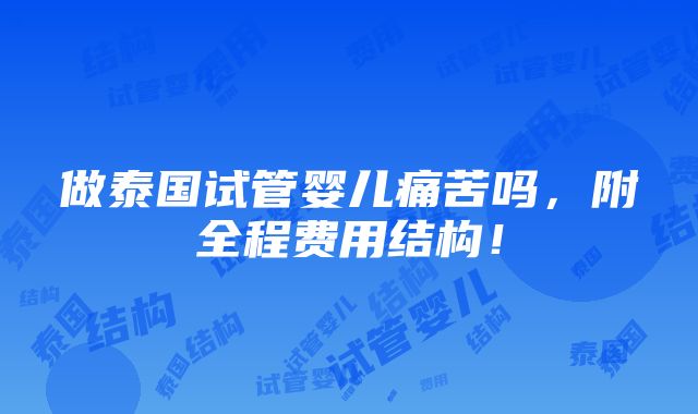 做泰国试管婴儿痛苦吗，附全程费用结构！