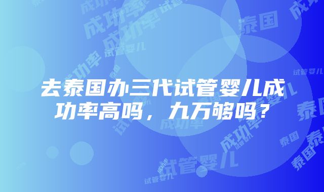 去泰国办三代试管婴儿成功率高吗，九万够吗？