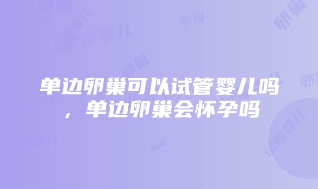 单边卵巢可以试管婴儿吗，单边卵巢会怀孕吗